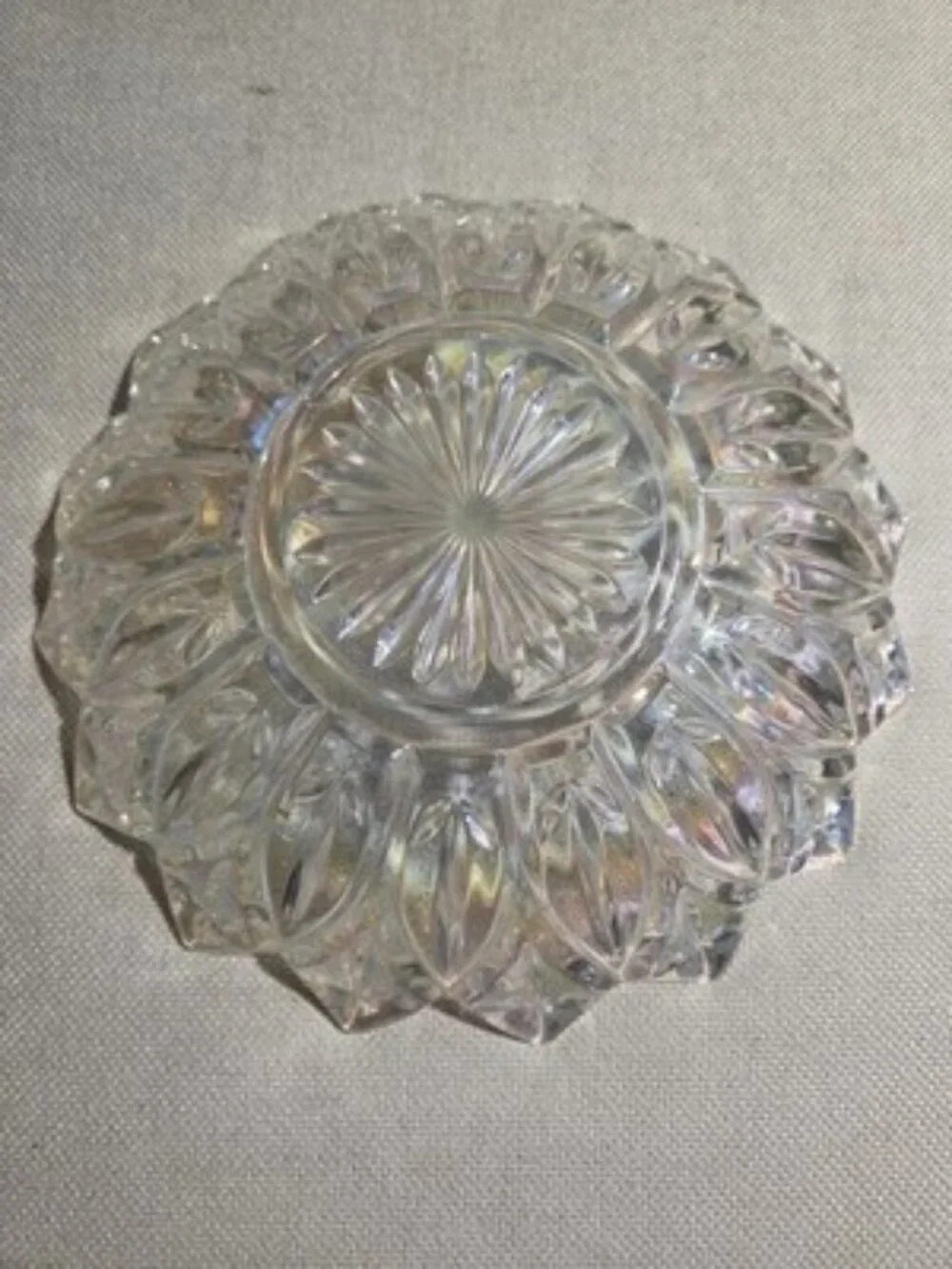 Federal Glass Iridescent Petal Rim Plate 8 Inch Vintage Pressed Glass